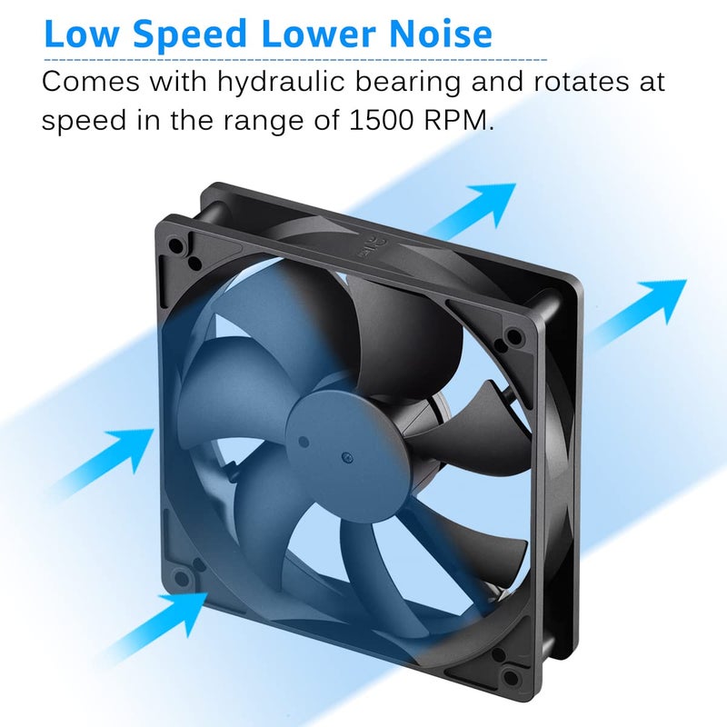 GDSTIME 5Volt 120mm Fan, 1500RPM 120mm x 25mm DC Brushless Cooling Fan - Image 2